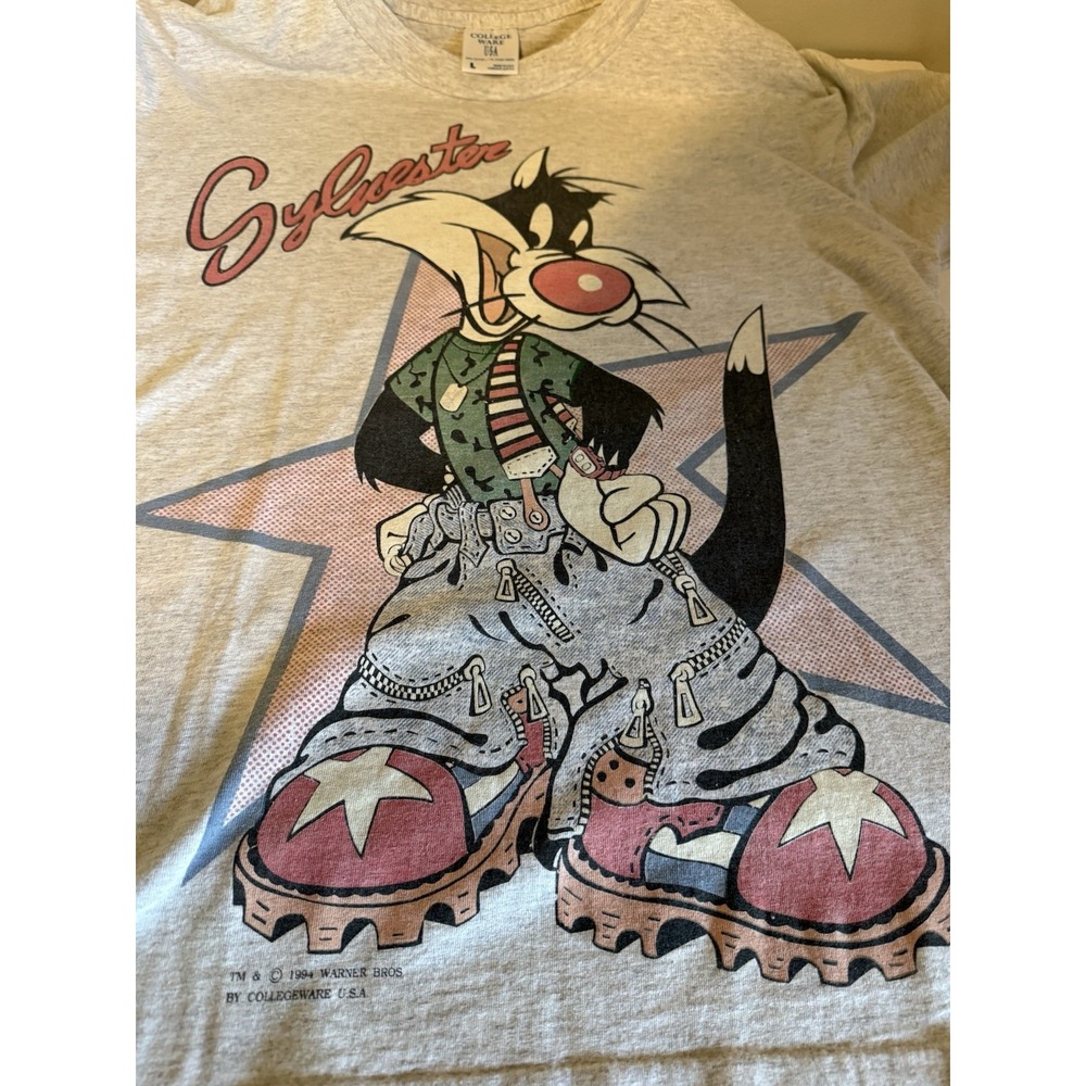VTG Looney Toons Sylvester 1994 Hip Hop T Shirt Mens L